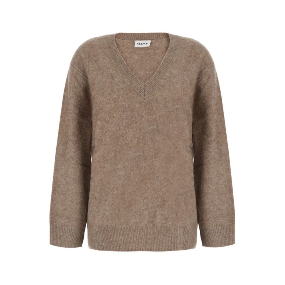 P.A.R.O.S.H. Women Beige V-Neck Sweater With Long Sleeves In Wool For Women